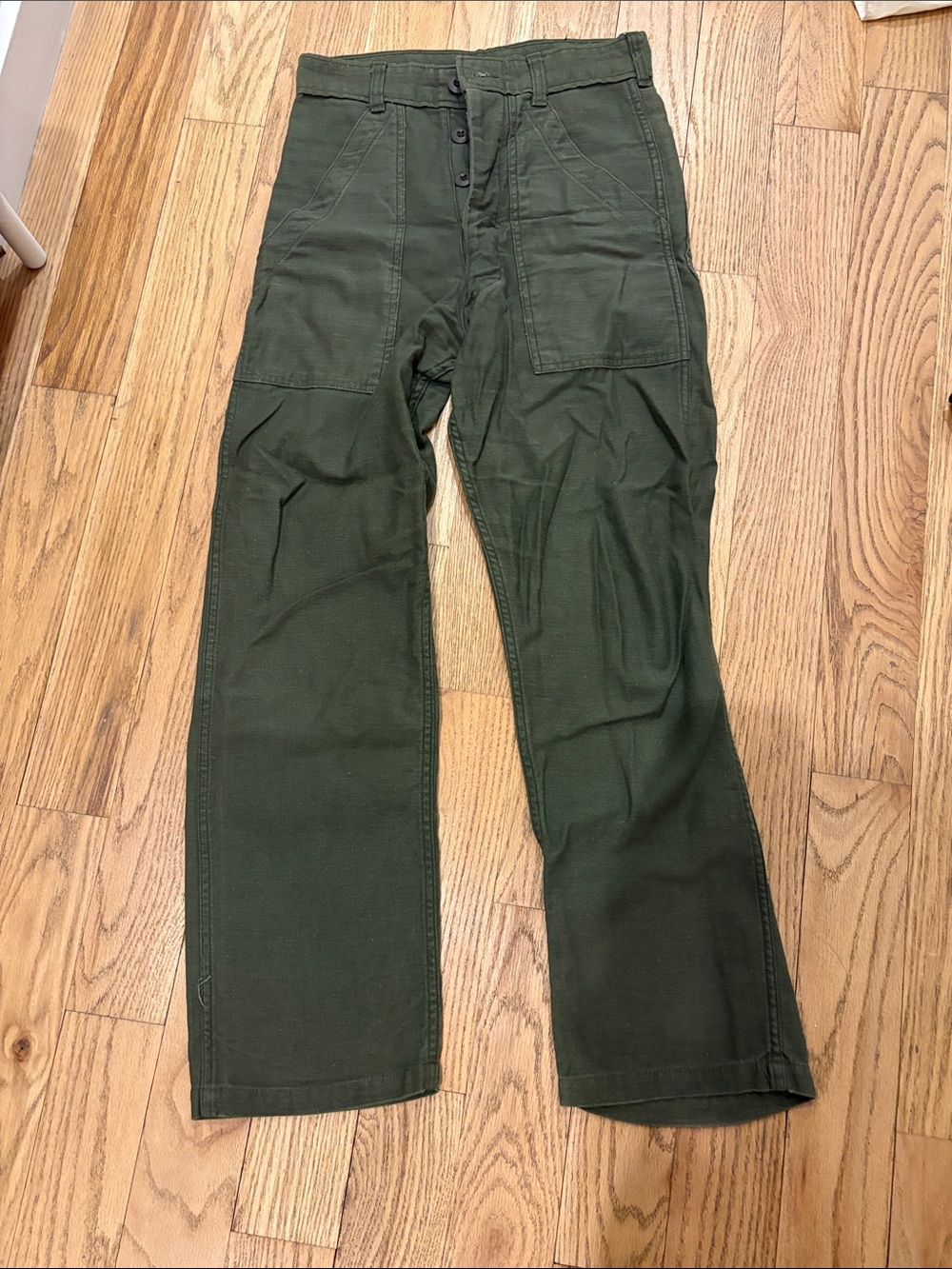 Perfect Vintage Olive Green Straight-Leg Utility Military Pants